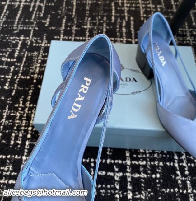 Sophisticated Prada Satin cut-out pumps 6.5cm Light Blue 115118