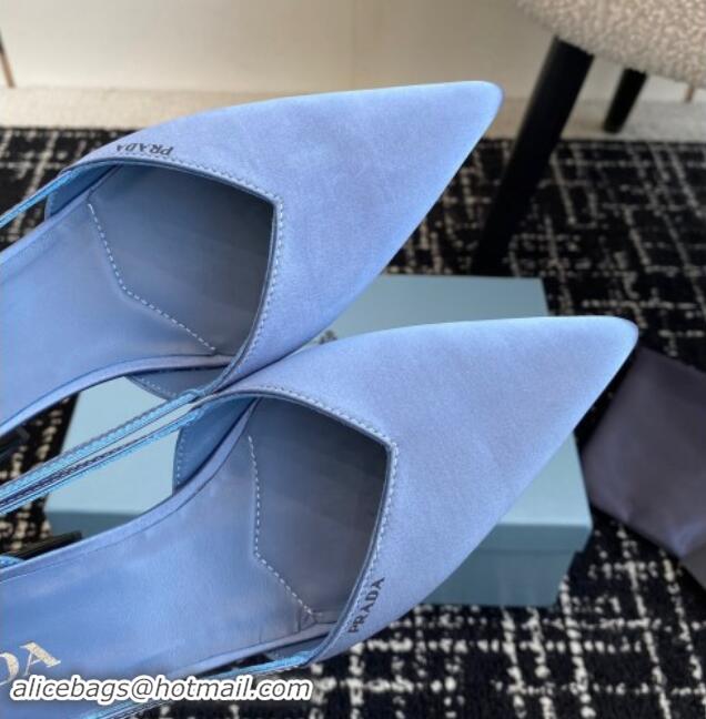 Sophisticated Prada Satin cut-out pumps 6.5cm Light Blue 115118