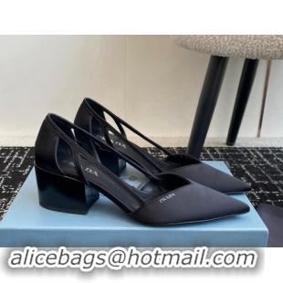 Classic Hot Prada Satin cut-out pumps 6.5cm Black 115119