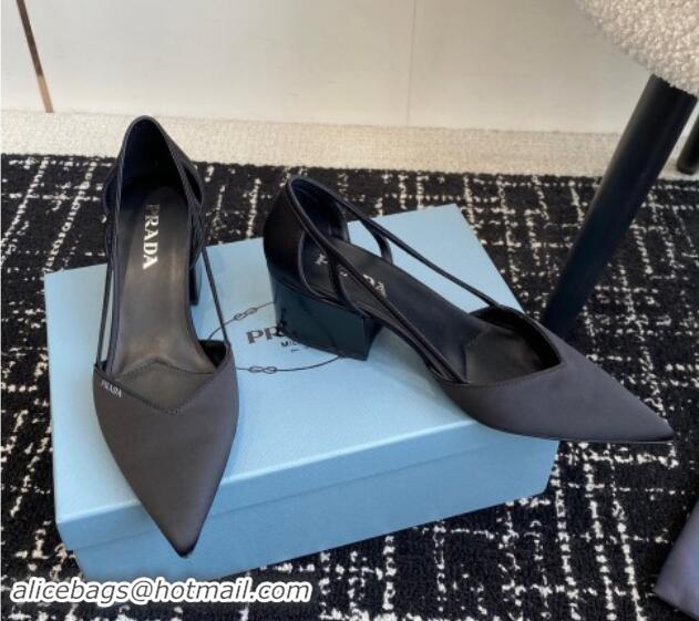 Classic Hot Prada Satin cut-out pumps 6.5cm Black 115119