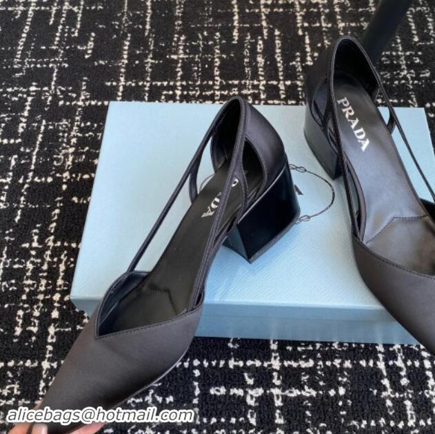 Classic Hot Prada Satin cut-out pumps 6.5cm Black 115119