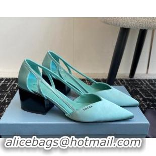 Buy Discount Prada Satin cut-out pumps 6.5cm Lake Blue 115120