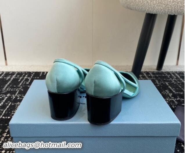 Buy Discount Prada Satin cut-out pumps 6.5cm Lake Blue 115120