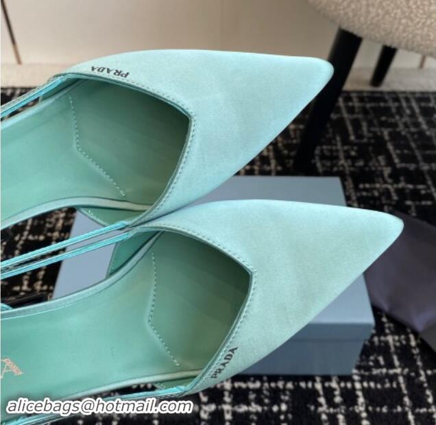 Buy Discount Prada Satin cut-out pumps 6.5cm Lake Blue 115120