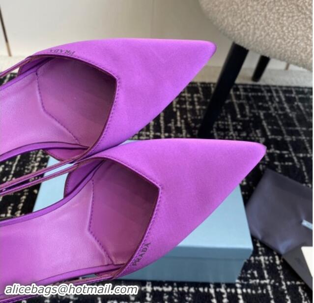 Good Quality Prada Satin cut-out pumps 6.5cm Purple 115121