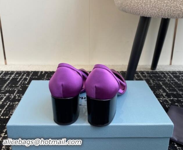 Good Quality Prada Satin cut-out pumps 6.5cm Purple 115121