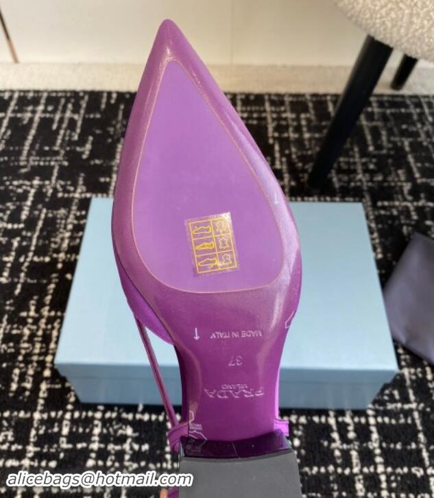 Good Quality Prada Satin cut-out pumps 6.5cm Purple 115121