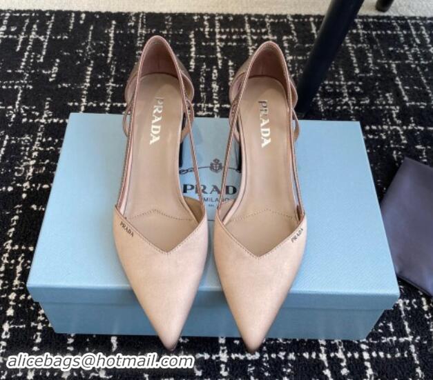 Luxurious Prada Satin cut-out pumps 6.5cm Khaki 115123