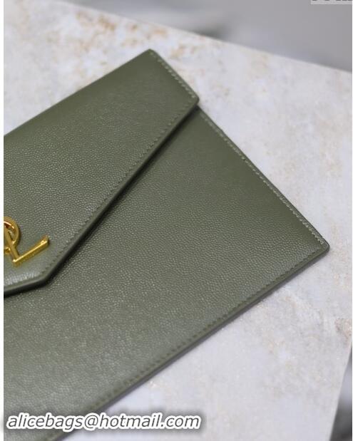 Grade Design Saint Laurent Uptown Pouch in Grained Leather 565739 Green 2024