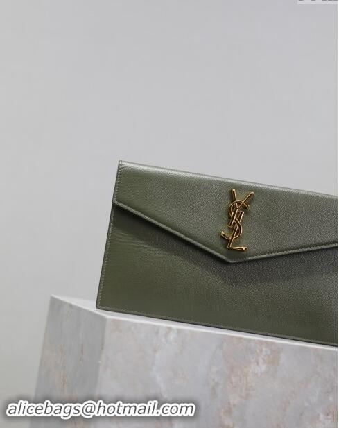 Grade Design Saint Laurent Uptown Pouch in Grained Leather 565739 Green 2024