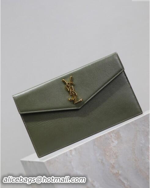 Grade Design Saint Laurent Uptown Pouch in Grained Leather 565739 Green 2024