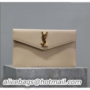 Traditional Specials Saint Laurent Uptown Pouch in Grained Leather 565739 Beige 2024