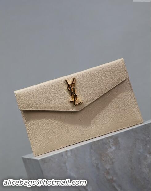 Traditional Specials Saint Laurent Uptown Pouch in Grained Leather 565739 Beige 2024