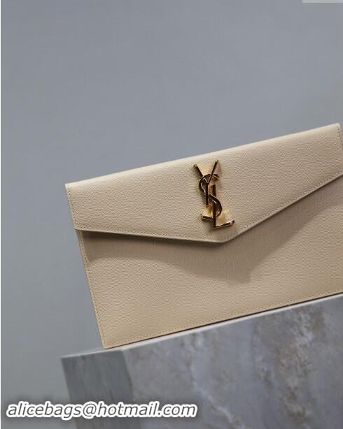 Traditional Specials Saint Laurent Uptown Pouch in Grained Leather 565739 Beige 2024