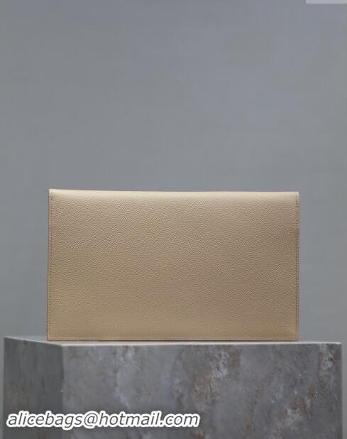 Traditional Specials Saint Laurent Uptown Pouch in Grained Leather 565739 Beige 2024