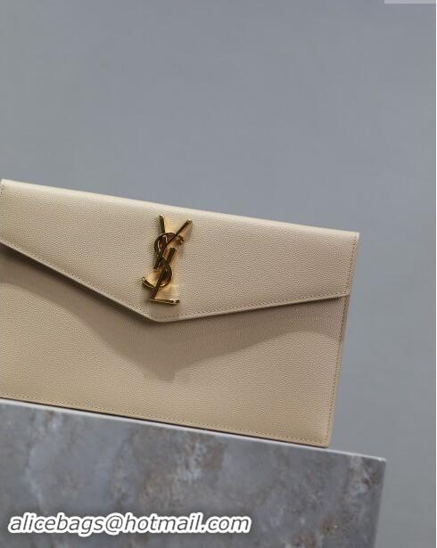 Traditional Specials Saint Laurent Uptown Pouch in Grained Leather 565739 Beige 2024