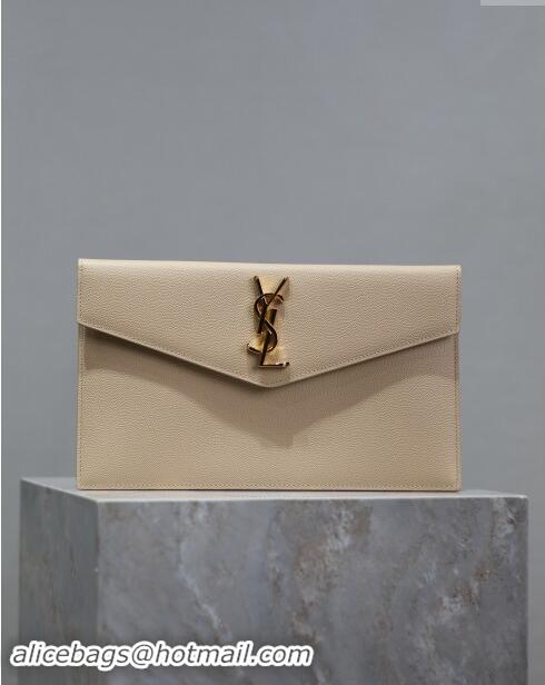 Traditional Specials Saint Laurent Uptown Pouch in Grained Leather 565739 Beige 2024