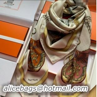 Buy Best Hermes Grand Apparat Forever Cashmere & Silk Sqaure Shawl Scarf 140cm 0130 White 2024