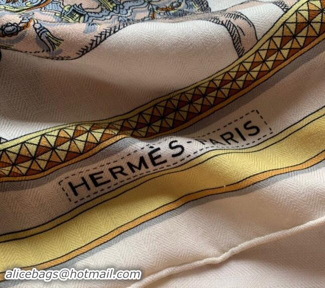 Buy Best Hermes Grand Apparat Forever Cashmere & Silk Sqaure Shawl Scarf 140cm 0130 White 2024