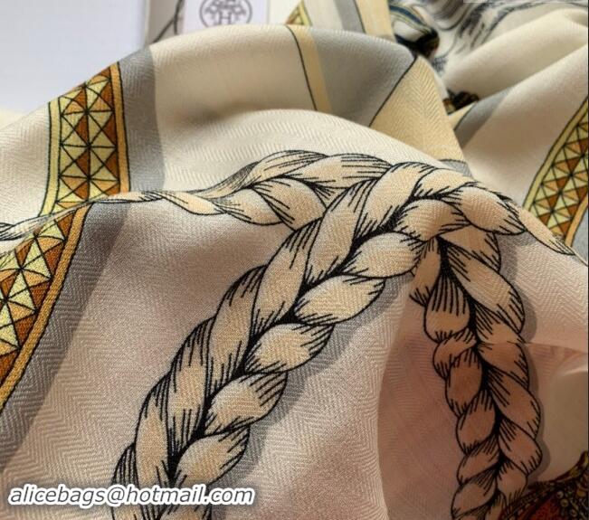 Buy Best Hermes Grand Apparat Forever Cashmere & Silk Sqaure Shawl Scarf 140cm 0130 White 2024