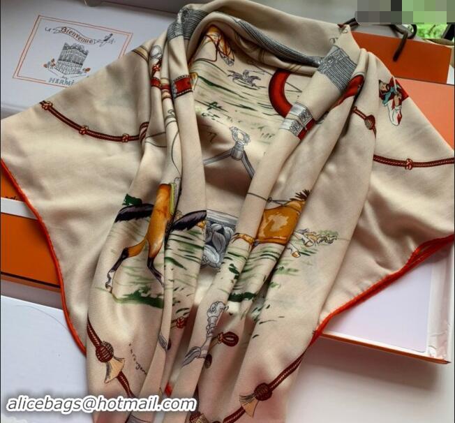 New Style Hermes Pampa Cashmere & Silk Sqaure Shawl Scarf 140cm 0130 White 2024