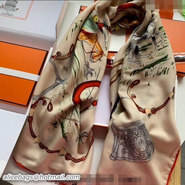 New Style Hermes Pampa Cashmere & Silk Sqaure Shawl Scarf 140cm 0130 White 2024