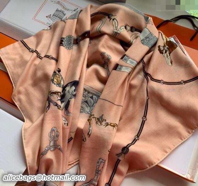 Top Design Hermes Pampa Cashmere & Silk Sqaure Shawl Scarf 140cm 0130 Pink 2024