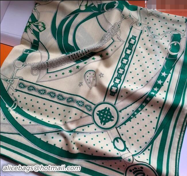 Popular Style Hermes La Promenade Cashmere & Silk Sqaure Shawl Scarf 140cm 0130 Green 2024