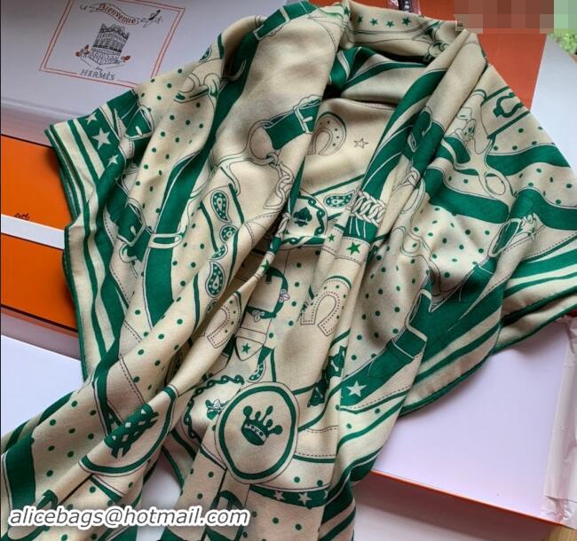 Popular Style Hermes La Promenade Cashmere & Silk Sqaure Shawl Scarf 140cm 0130 Green 2024