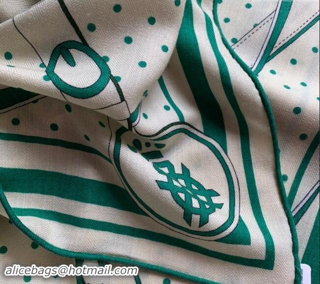 Popular Style Hermes La Promenade Cashmere & Silk Sqaure Shawl Scarf 140cm 0130 Green 2024