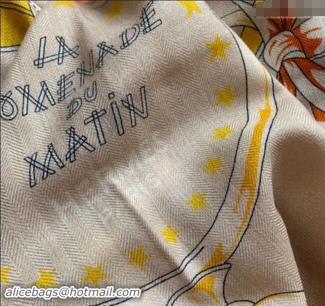 Luxurious Hermes La Promenade Cashmere & Silk Sqaure Shawl Scarf 140cm 0130 Yellow 2024