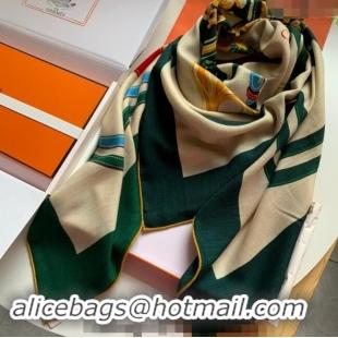 Best Quality Hermes Cashmere & Silk Sqaure Shawl Scarf 140cm 0130 Green 2024