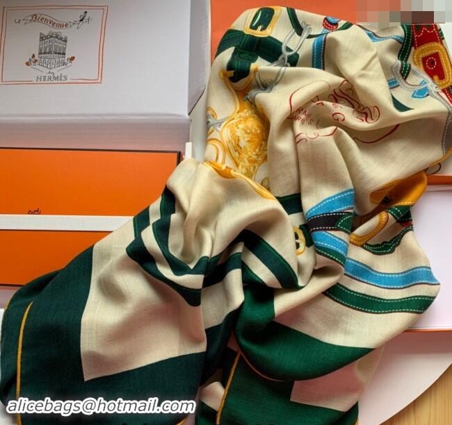 Best Quality Hermes Cashmere & Silk Sqaure Shawl Scarf 140cm 0130 Green 2024