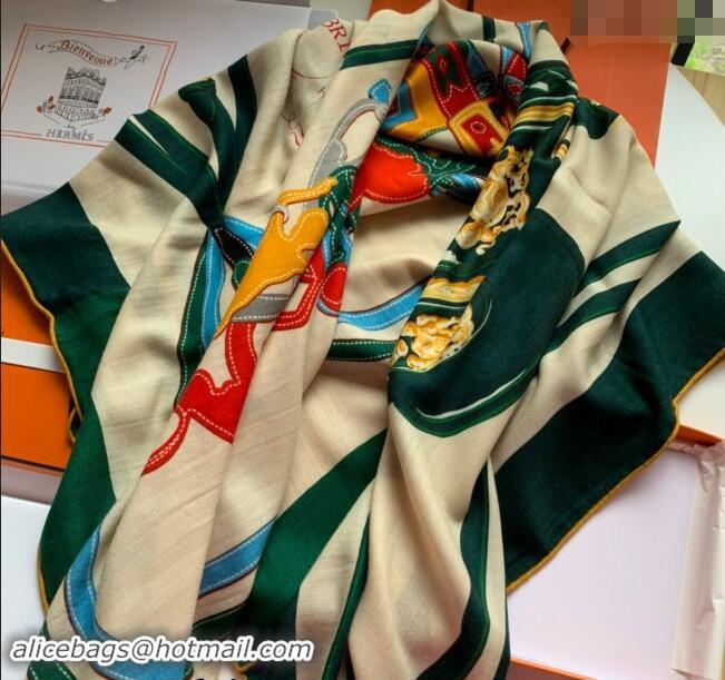 Best Quality Hermes Cashmere & Silk Sqaure Shawl Scarf 140cm 0130 Green 2024