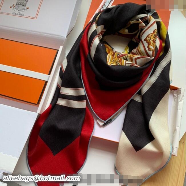 Top Grade Hermes Cashmere & Silk Sqaure Shawl Scarf 140cm 0130 Black 2024