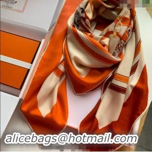 Super Quality Hermes Cashmere & Silk Sqaure Shawl Scarf 140cm 0130 Orange 2024