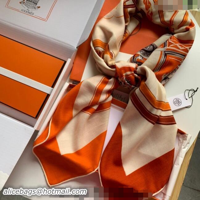 Super Quality Hermes Cashmere & Silk Sqaure Shawl Scarf 140cm 0130 Orange 2024