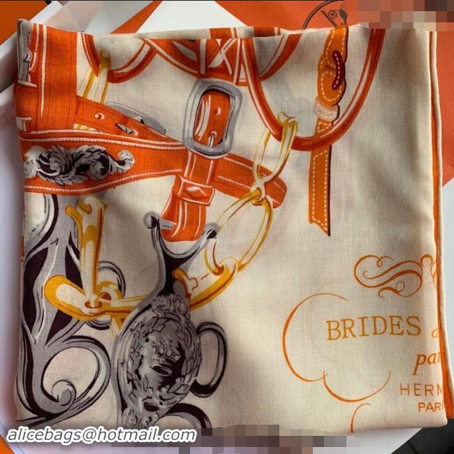 Super Quality Hermes Cashmere & Silk Sqaure Shawl Scarf 140cm 0130 Orange 2024