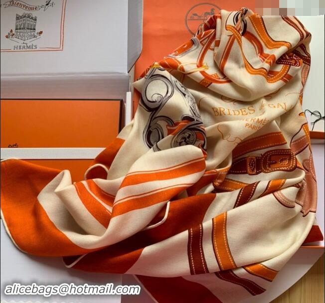 Super Quality Hermes Cashmere & Silk Sqaure Shawl Scarf 140cm 0130 Orange 2024