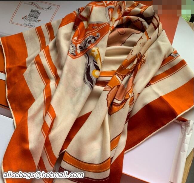 Super Quality Hermes Cashmere & Silk Sqaure Shawl Scarf 140cm 0130 Orange 2024