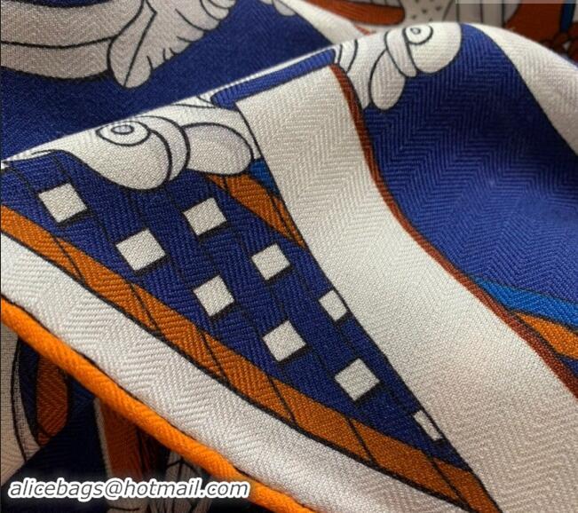 Pretty Style Hermes Stirrup Cashmere & Silk Sqaure Shawl Scarf 140cm 0130 Blue 2024