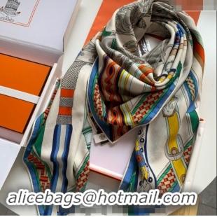 Top Grade Hermes Stirrup Cashmere & Silk Sqaure Shawl Scarf 140cm 0130 White 2024