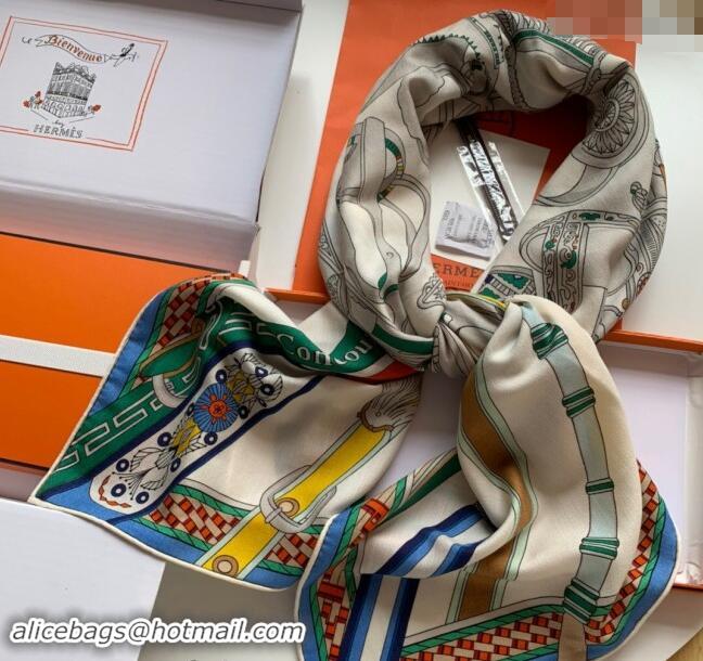 Top Grade Hermes Stirrup Cashmere & Silk Sqaure Shawl Scarf 140cm 0130 White 2024