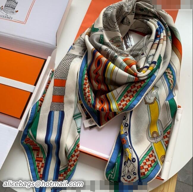 Top Grade Hermes Stirrup Cashmere & Silk Sqaure Shawl Scarf 140cm 0130 White 2024