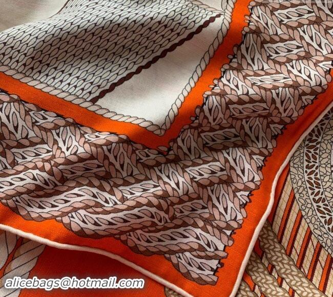 Best Design Hermes Dressage Tressage Cashmere & Silk Sqaure Shawl Scarf 140cm 0130 Orange 2024