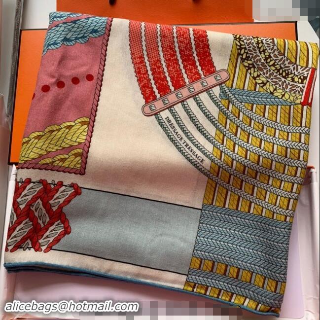 Luxury Cheap Hermes Dressage Tressage Cashmere & Silk Sqaure Shawl Scarf 140cm 0130 Pink 2024