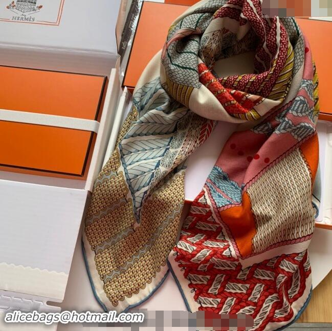 Luxury Cheap Hermes Dressage Tressage Cashmere & Silk Sqaure Shawl Scarf 140cm 0130 Pink 2024