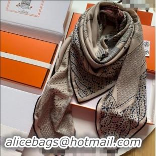 Reasonable Price Hermes Dressage Tressage Cashmere & Silk Sqaure Shawl Scarf 140cm 0130 Beige 2024