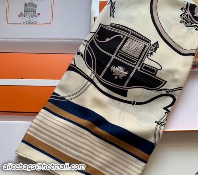 Top Quality Hermes Ownership Seal Cashmere & Silk Sqaure Shawl Scarf 140cm 0130 Beige 2024