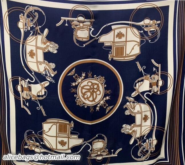 Top Grade Hermes Cashmere & Silk Sqaure Shawl Scarf 140cm 0130 Navy Blue 2024